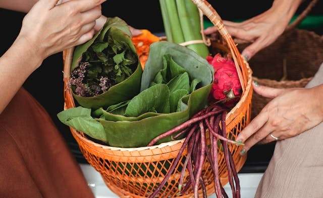 Vegetables in a wooden basket